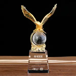 Eagle Ornament Crystal Ball Trophy Gift Souvenir Creative Custom Crafts Lettering Home Decoration Golden Eagle Trophy