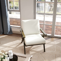 Fauteuil inclinable moderne en bois massif avec revêtement en tissu blanc pour salon