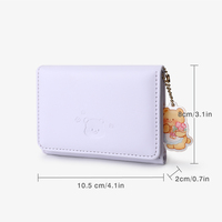 Dompet Pendek Wanita Multifungsi Butter Bear, Dompet Koin Warna Solid Mewah Ringan, Penutup Terbuka, Lapisan PU, Portabel
