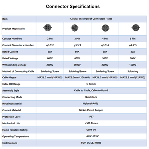 Водонепроницаемый разъем IP67, <span class=keywords><strong>2</strong></span> контакта, 50А, штекер-гнездо, для светодиодных кабелей - Product Image 3
