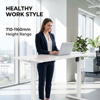 Bureau de direction moderne AOR en acier inoxydable de qualité commerciale, hauteur réglable, avec éclairage LED intégré et protection contre la surchauffe