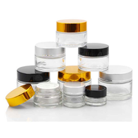 Dôme en verre transparent et à fond rond, produits réutilisables, cosmétiques, couvercle doré, bocaux de crème pour le visage, pièces