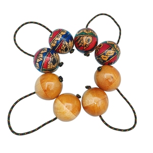 Shaker à double boule en bois peint à la main, instrument de percussion Orff, shaker à sable à deux boules, vente en gros - Product Image 1