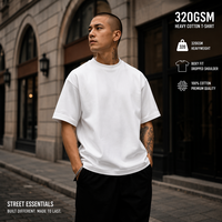 Lot de 3 T-shirts vierges en coton épais 320 g/m² de qualité supérieure - Coupe ample de luxe haute densité pour les marques