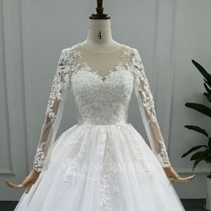 Vestido de Novia de Manga Larga, Elegante, con Escote Corazón, Apliques y Cola de Capilla, Corte en A, Vestidos de Novia Lsbh17 - Product Image 4