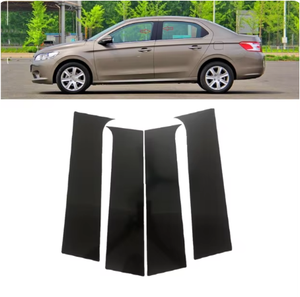 Ajustement pour Peugeot 206 <span class=keywords><strong>207</strong></span> 301 307 04-19 garniture de fenêtre modifiée cadre de porte latérale couverture de pilier noir brillant pilier central autocollant 4 pièces - Product Image 1