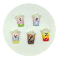 Mini Breloques en Résine à Dos Plat Thème Thé Boba de la Série Mini Boissons pour Nail Art, Décorations Artisanales DIY pour Coques de Téléphone, Accessoires pour Cheveux