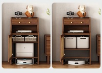 Meuble de rangement latéral pour salon au design moderne avec tiroir et compartiment cachés, en bois et rotin, mobilier de maison
