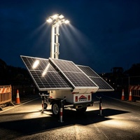 Remorque d'éclairage solaire mobile avec lumières LED haute luminosité, caméra de sécurité solaire pour l'éclairage nocturne des terrains de football