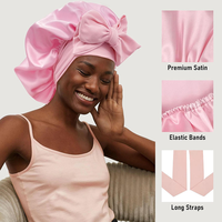 Gorro de Satén Sedoso de Alta Calidad, Más Vendido, con Lazo Elástico Largo, Talla Grande, para el Cuidado del Cabello, para Dormir, Uso Doméstico