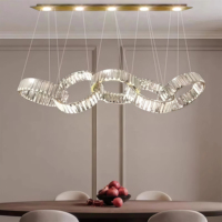 JYLIGHTING Lustre suspendu personnalisé de luxe pour villa, salle à manger, salon, moderne, en cristal, anneau LED, luminaire suspendu au plafond