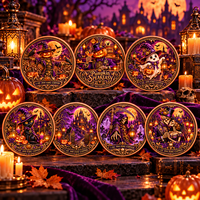 Pièce de monnaie en cuivre pur 999 de 1 oz, artisanale, en forme de citrouille, avec boîte cadeau d'Halloween, impression UV en relief 3D, objet de collection, souvenir, cadeau