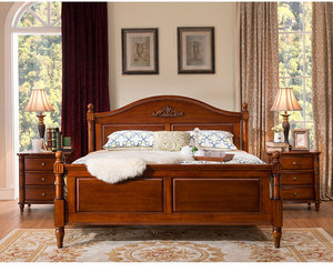 Meubles de chambre à coucher de style américain de luxe Lits Queen Size en bois massif de chêne, frêne, caoutchouc, acajou, noyer noir - Product Image 4