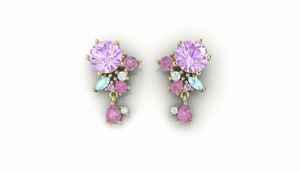 Pendientes Colgantes de Oro de 18 Quilates con Lila Aurora para Bodas y Fiestas - Product Image 4