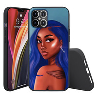 Coque de téléphone portable en TPU de luxe pour filles noires, résistante aux chocs, anti-salissure, écologique, finition mate, pour 6 7 8 PLUS