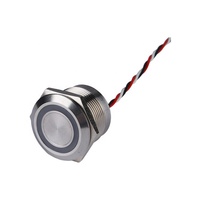 2024 tête de chanfrein 2A 5V 12V 24V anneau illuminé bouton poussoir tactile étanche 19mm interrupteur piézo-électrique avec fil de 300mm