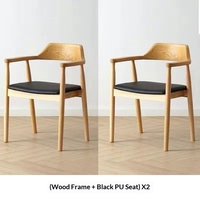 Chaise Hiroshima en bois d'hévéa nordique, entièrement en bois massif, avec dossier et accoudoirs, à joints mortaise et tenon, pour le loisir, le thé, les réunions, le bureau et les restaurants