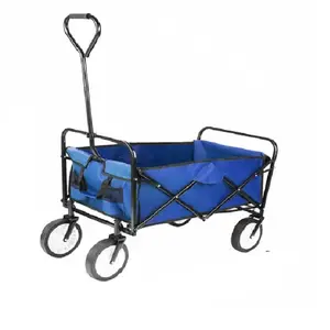 Carrinho de mão portátil dobrável para jardim, carrinho de mão dobrável para uso externo, resistente, vermelho e azul