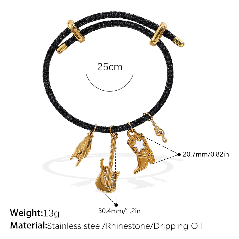 SL222BKG Black Rope Multi-Accessory Bracelet