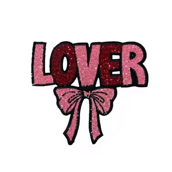Pink lover Embroidery Applique Sequin Decorative