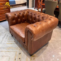Ensemble de canapés de luxe pour salon, canapé Chesterfield classique vintage marron, best-seller