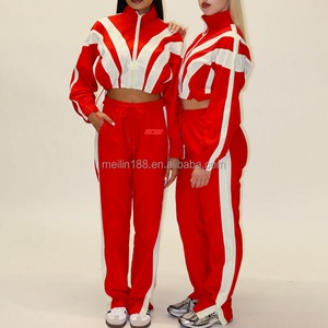 Custom High Quality Women Zipper Windbreaker Jacket and Nylon Track Pants Joggers <b>Set</b> Lightweight <b>2</b> <b>Piece</b> Windbreaker Tracksuit - Product Image 1