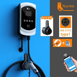 Feyree เครื่องชาร์จ EV แบบติดผนัง 32A ชิ้นส่วนรถยนต์พลังงานไฟฟ้าใหม่ชาร์จเร็วกอง OCPP สถานีชาร์จ EV แบบติดผนัง