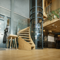 Escalier en colimaçon moderne en acier galvanisé avec garde-corps en verre, escalier rotatif de luxe léger pour hôtel et maison duplex