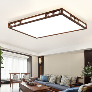 Lámpara de Techo de Madera Maciza Estilo Chino, LED Ultrafina, para Sala de Estar o Dormitorio, con Atenuación Continua y Tres Colores Ajustables - Product Image 1