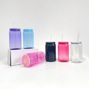 16Oz Unbreakable <b>Clear</b> Transparent <b>Jelly</b> Plastic Sode Can Coffee Cup With Colorful Pp Lids and Straw for Vinyl - Product Image 1