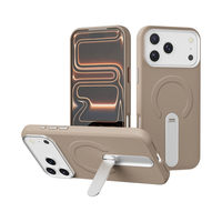 Étui de téléphone magnétique en cuir artificiel pour PC, avec support rotatif en métal, antichoc, pour 17 18 Pro Max, compatible avec la charge sans fil