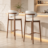 Tabourets de bar modernes nordiques de luxe léger avec dossier, en bois, pour cuisine et usage commercial, avec sièges en cuir PU pour bar à domicile