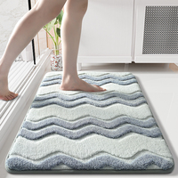Tapis de bain en mousse à mémoire de forme écologique antidérapant, toucher suède moelleux, absorbant l'eau, séchage rapide, design moderne pour baignoire et douche
