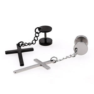 Cross Drop Earrings Stainless Steel 8mm Silver Black Gold Punk Hip Hop <b>Rock</b> Men Fashion <b>Jewelry</b> - Product Image 5
