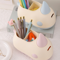 Organisateur de bureau carré kawaii, vente chaude en usine, porte-crayons et porte-stylos personnalisé, rangement de papeterie de bureau en plastique, horloge
