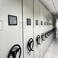 Système de Stockage Compactable Mobile Intelligent à Commande Électrique avec Étagères Compactes à Dimensions et Niveaux Personnalisables, Armoire de Classement Métallique Moderne