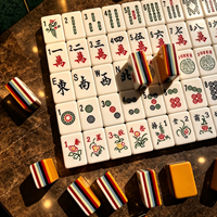 Jeu de Mahjong Américain en Acrylique Rayé Multi-couches, Pliable et Portable, Tuiles de Mahjong Robustes, Jeu de Table Classique pour Joueurs de Mahjong