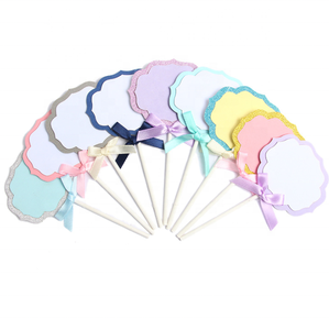 Décoration de fête d'anniversaire et de <span class=keywords><strong>mariage</strong></span> Pafu, décorations de gâteau d'anniversaire <span class=keywords><strong>DIY</strong></span> avec nœud, décorations de cupcakes vierges à écrire, pics à fruits - Product Image 1