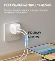 IBD Smart Laptop Cell Teléfono móvil QC 3,0 Pd 45W Usb Tipo C Usbc Multi 2 Port Adaptador de viaje Enchufe plegable Cargador de pared rápido Gan