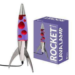 Lampada Lava Rocket Rossa e Viola Fisura, 15 Pollici di Altezza, Illuminazione Decorativa - Product Image 1