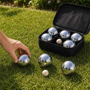 <span class=keywords><strong>Jeu</strong></span> de boules de pétanque en métal avec étui de transport zippé pour jeux de plein air sur pelouse - Product Image 1
