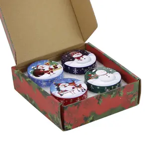 מתכת עגול פח יכול צנצנת קופסת פח לבן מתנה ורוד מתנה לחג המולד מיוחד מתנה