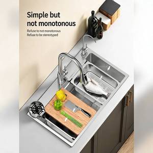 Évier de cuisine moderne multifonctionnel en acier inoxydable 304 style cascade avec robinet extractible - Product Image 4