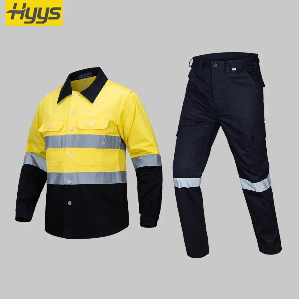 건설 하이 바이스 작업복 착용 재킷 유니폼 작업 남성 작업 바지 산업 안전 반사 셔츠