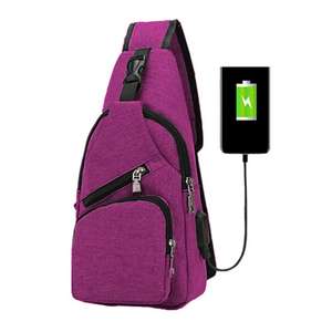 Ligero Casual Crossbody Sling Bolso de hombro Bolso de pecho con puerto de carga USB Salida de auriculares - Product Image 4