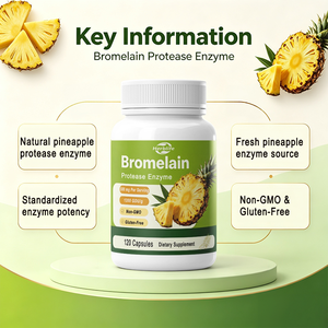 Capsules de bromélaïne 500 mg par dose, 1200 GDU/g, capsules végétariennes sans OGM ni gluten, complément alimentaire OEM - Product Image 3