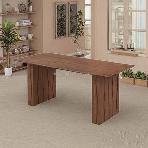 Bàn ăn gỗ rắn đặt veneer óc chó màu đen cho nhà và kho đồ nội thất phòng ăn thanh lịch - Product Image 2