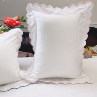 Taie d'oreiller pour bébé, décoration en forme d'ours en peluche, coussin |   Oreiller de nurserie mignon en coton de bambou doux avec volants : Housse d'oreiller en mousseline avec volants