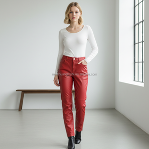 Custom Slim Leg Leather Pants for Women Parties Bottoms <strong>Trousers</strong> <strong>Ladies</strong> - Product Image 3