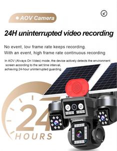 Telecamera di Sicurezza Bullet AOV a Energia Solare <span class=keywords><strong>da</strong></span> <span class=keywords><strong>Esterno</strong></span> con Quattro Obiettivi 20MP 10K HD, PTZ 360, IP CCTV <span class=keywords><strong>Wireless</strong></span> con Scheda Sim 4G - Product Image 2